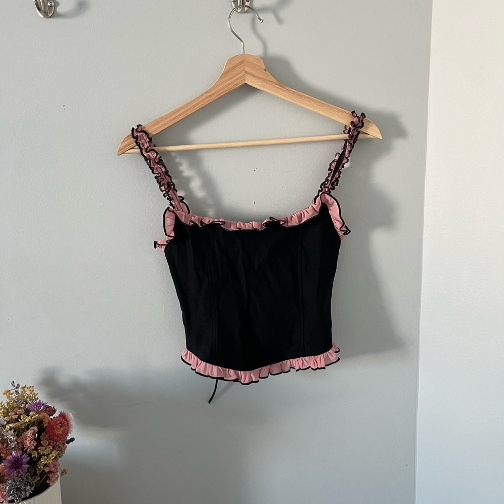 Motel Black Top with Pink Accents